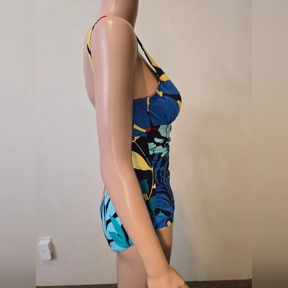 Tommy Bahama Womens One Piece Swimsuit Tropical Print Ruched Waist Size 6 - Picture 5 of 8
